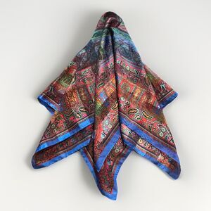 Square Scarf  Multicolored Headscarf Neck Scarf Sheer Striped Paisley 30.5 Inch